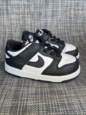 Nike Dunk Low Panda Kids' Shoes Black White Leather Sneakers Infant Toddler 7